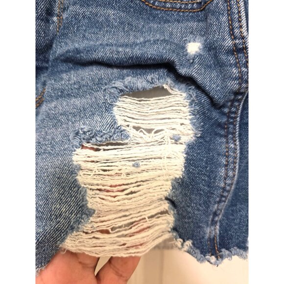 Hollister Women's Distressed Denim High-Waisted Shorts With Frayed Hem Size 24 - Picture 6 of 9